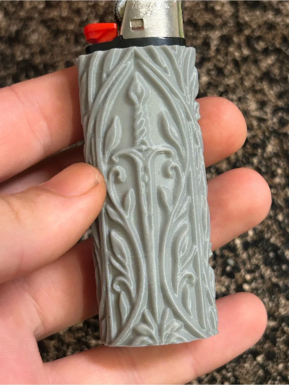 Decorative Gray Floral Pattern Lighter Sleeve - Gray
